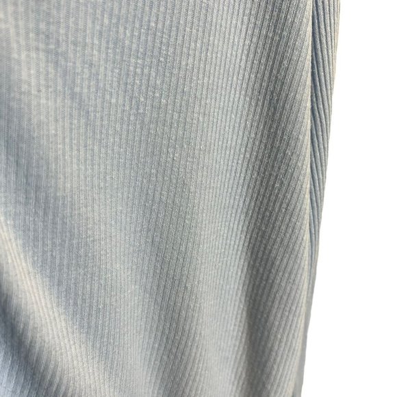 Free People Beach Blue Button Up Long Sleeve Ribbed Linen Blend Oversized Top La - Picture 4 of 7